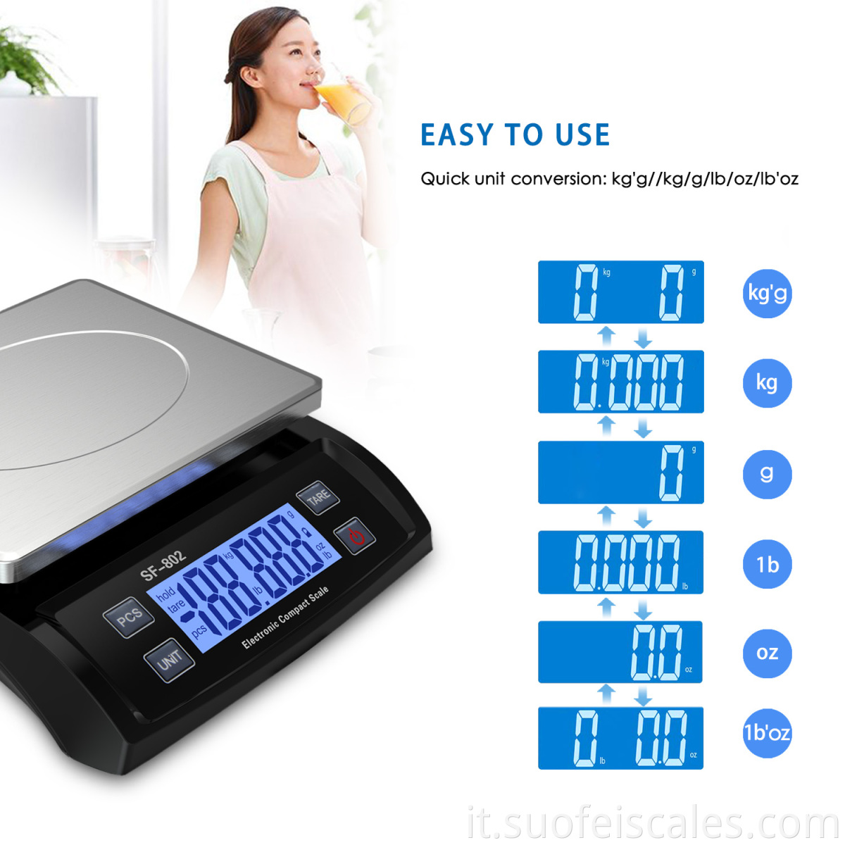 SF-802 Black Digital Postal Shipping Scale LCD